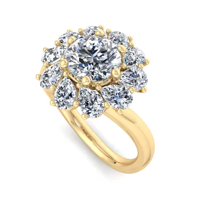 Hailey Floral Pear Halo Engagement Ring