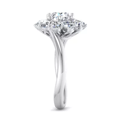 Hailey Floral Pear Halo Engagement Ring