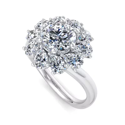 Hailey Floral Pear Halo Engagement Ring