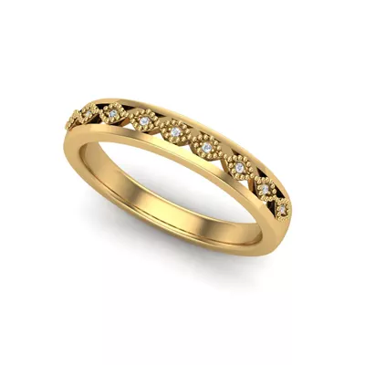 Meadow Pave And Milgrain Band