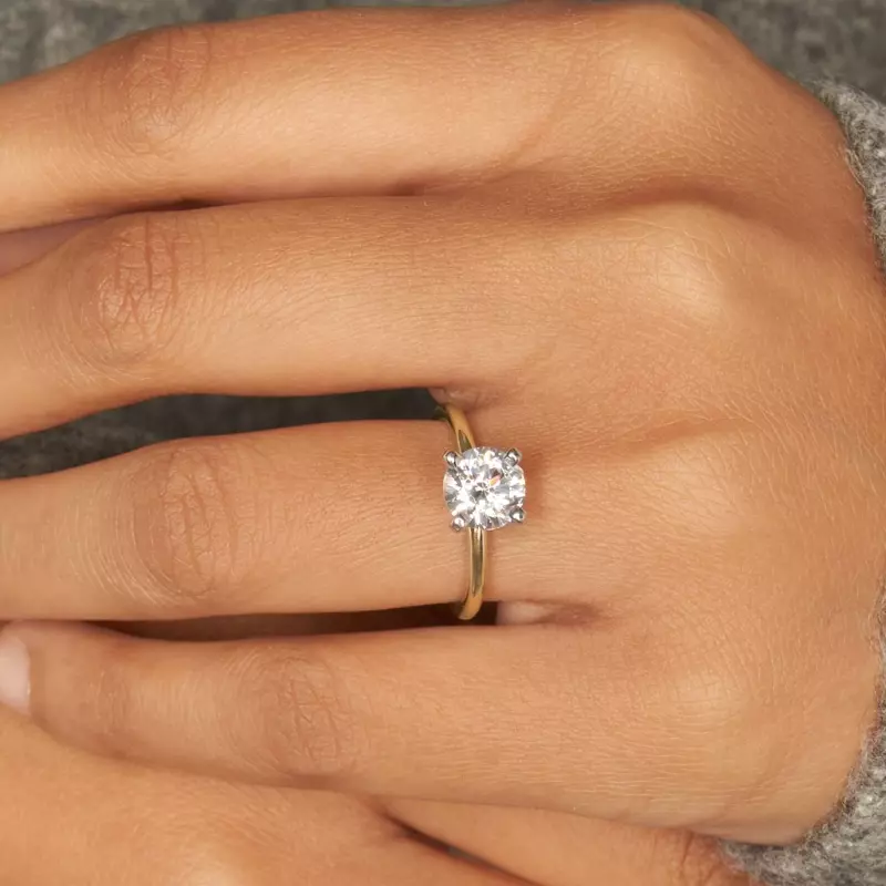 18K Yellow Gold Leah 4 Prong Solitaire Engagement Ring