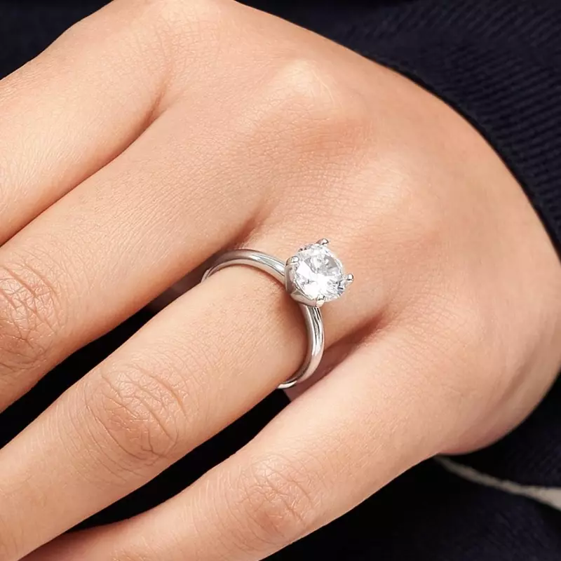 18K White Gold Lillian 4 Prong Solitaire Engagement Ring