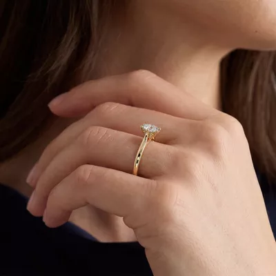 Shelby Diamond Petal Cathedral Engagement Ring