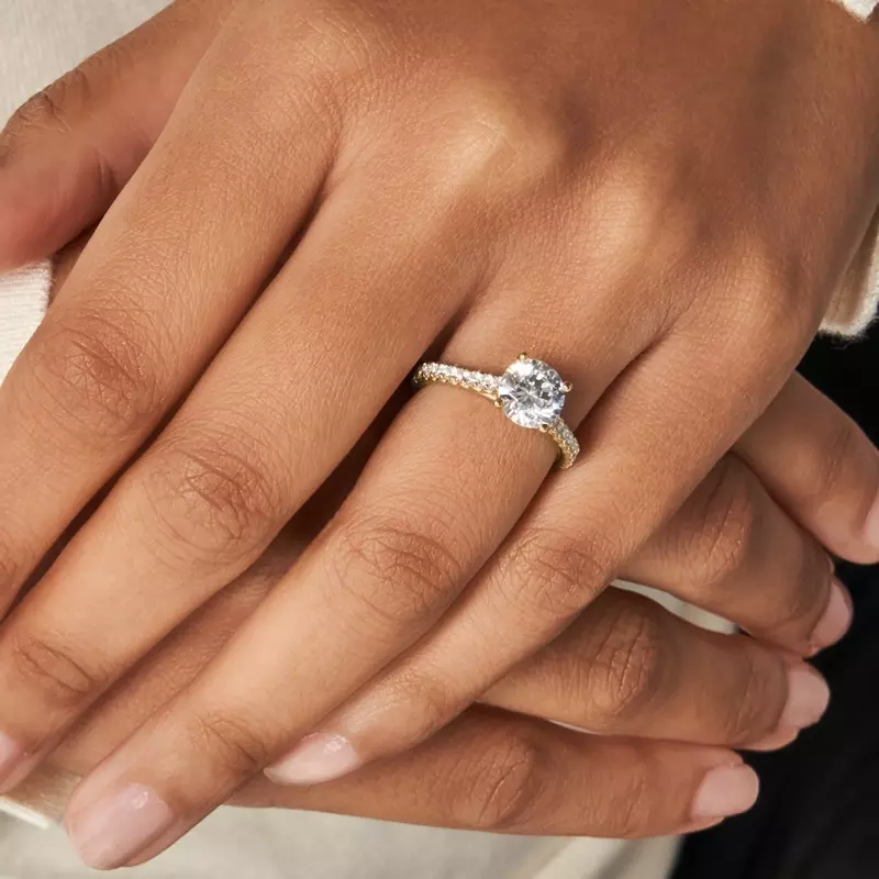 14K Yellow Gold Gianna French Pave Cathedral Engagement Ring