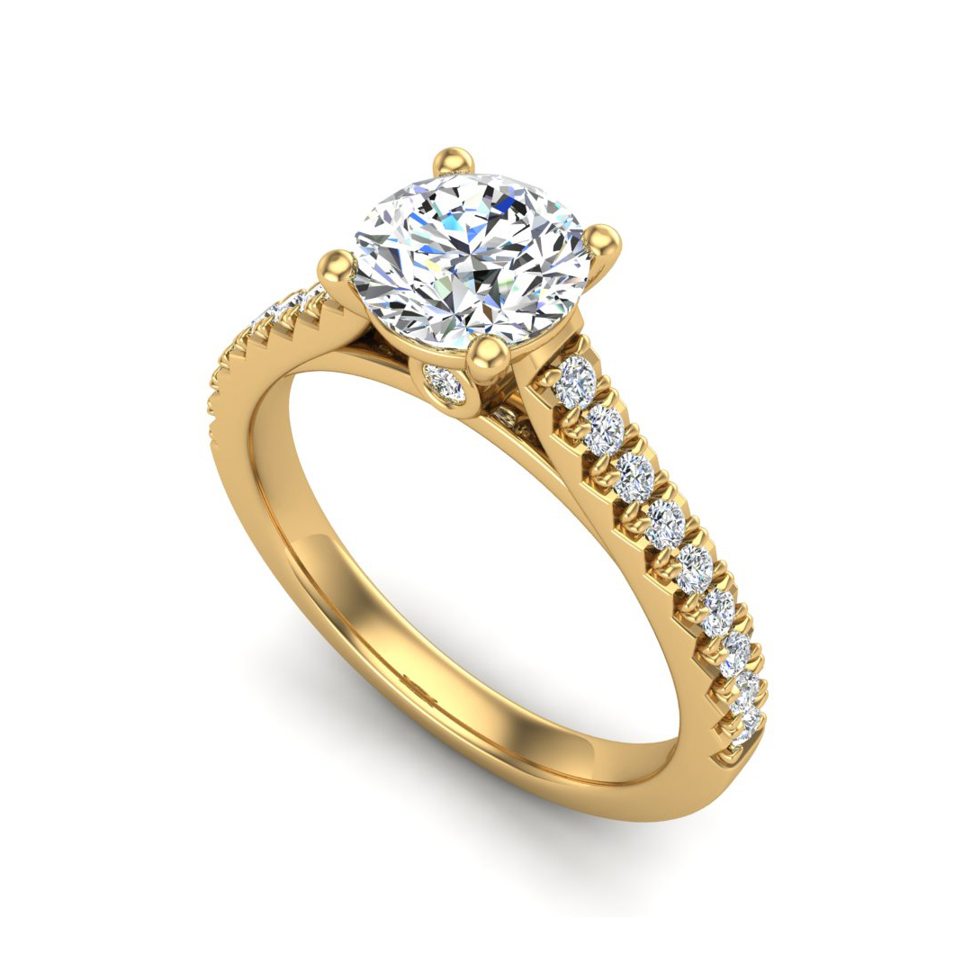 Gianna French Pave Cathedral Engagement Ring - 14K Yellow Gold