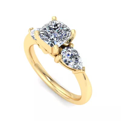 Madison Three-Stone Lab Pear Engagement Ring
