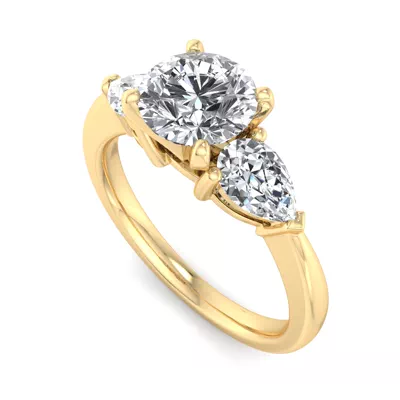 Madison Three-Stone Lab Pear Engagement Ring