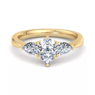 Madison Three-Stone Lab Pear Engagement Ring