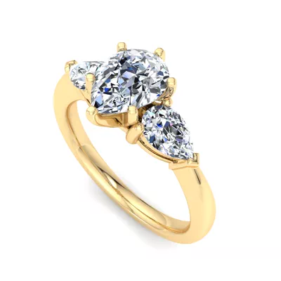 Madison Three-Stone Lab Pear Engagement Ring