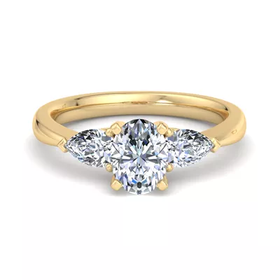 Madison Three-Stone Lab Pear Engagement Ring