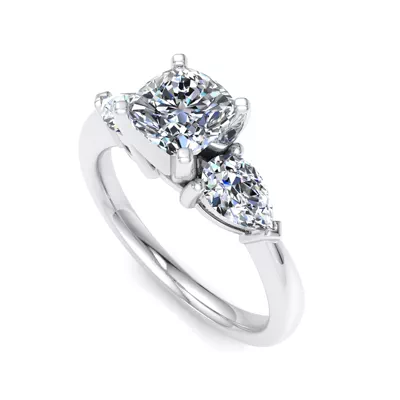 Madison Three-Stone Lab Pear Engagement Ring
