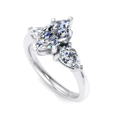Madison Three-Stone Lab Pear Engagement Ring