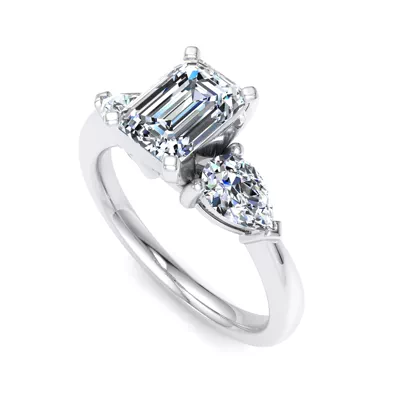 Madison Three-Stone Lab Pear Engagement Ring