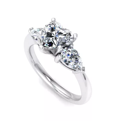 Madison Three-Stone Lab Pear Engagement Ring