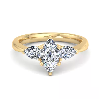 Madison Three-Stone Lab Pear Engagement Ring