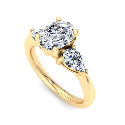 Madison Three-Stone Lab Pear Engagement Ring