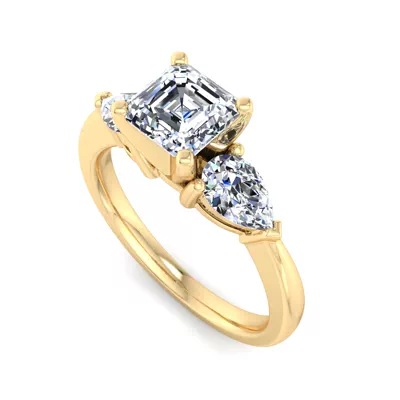 Madison Three-Stone Lab Pear Engagement Ring