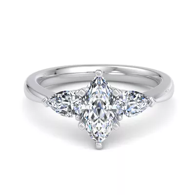 Madison Three-Stone Lab Pear Engagement Ring