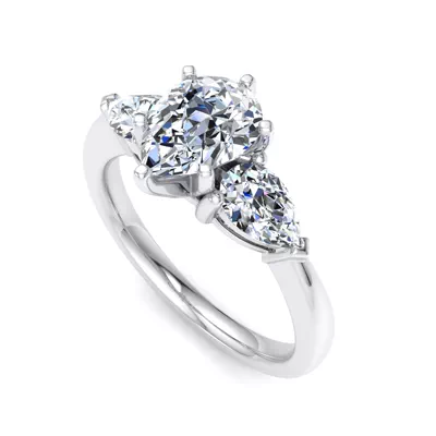 Madison Three-Stone Lab Pear Engagement Ring