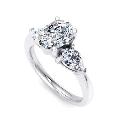 Madison Three-Stone Lab Pear Engagement Ring