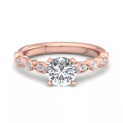 Avery Alternating Mq/Rd Diamond Engagement Ring