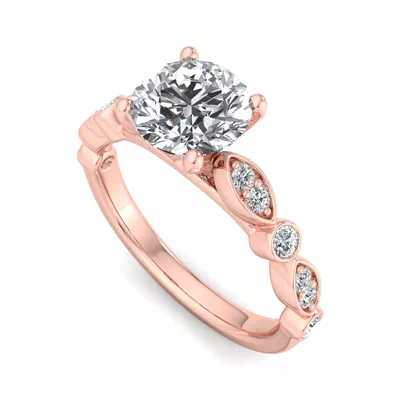 Avery Alternating Mq/Rd Diamond Engagement Ring
