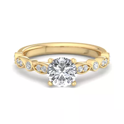 Avery Alternating Mq/Rd Diamond Engagement Ring