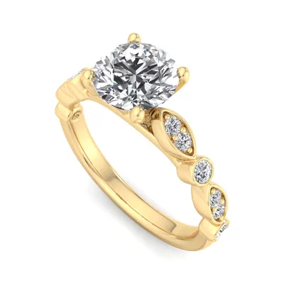 Avery Alternating Mq/Rd Diamond Engagement Ring