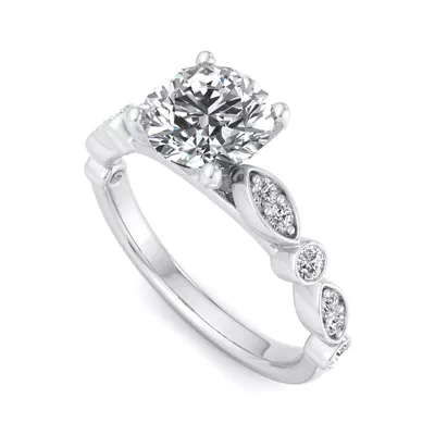 Avery Alternating Mq/Rd Diamond Engagement Ring