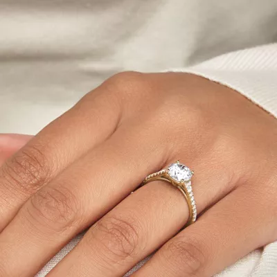 Camila Split Pave Cathedral Engagement Ring