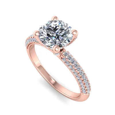 Kira Triple Pave Engagement Ring With Hidden Halo