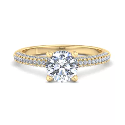 Kira Triple Pave Engagement Ring With Hidden Halo
