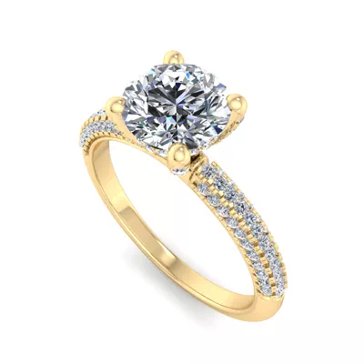 Kira Triple Pave Engagement Ring With Hidden Halo