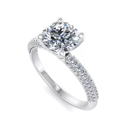 Kira Triple Pave Engagement Ring With Hidden Halo