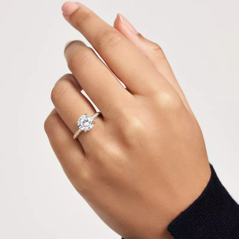 18K Yellow Gold Kira Triple Pave Engagement Ring With Hidden Halo