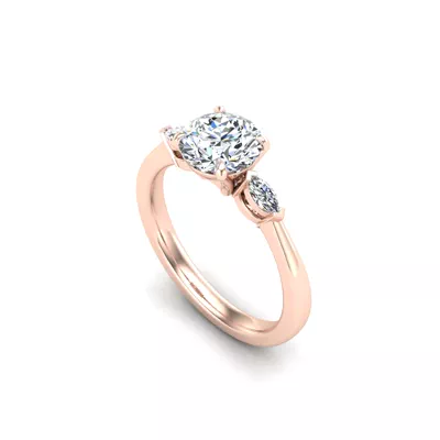 Dorothy Three-Stone Lab Marquise Engagement Ring