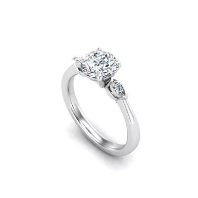 Dorothy Three-Stone Lab Marquise Engagement Ring