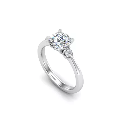 Mira Pear Lab Diamond Three-Stone Engagement Ring