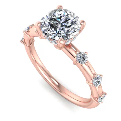 Erin Spaced Diamond Ring Hidden Halo Engagement Ring