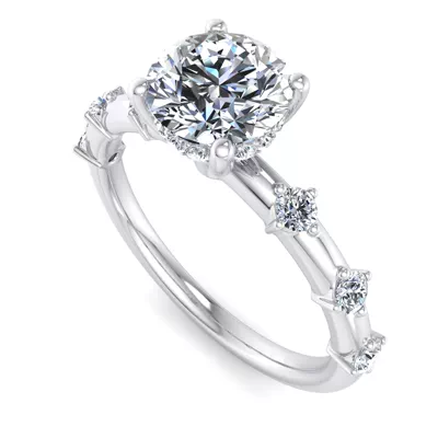 Erin Spaced Diamond Ring Hidden Halo Engagement Ring