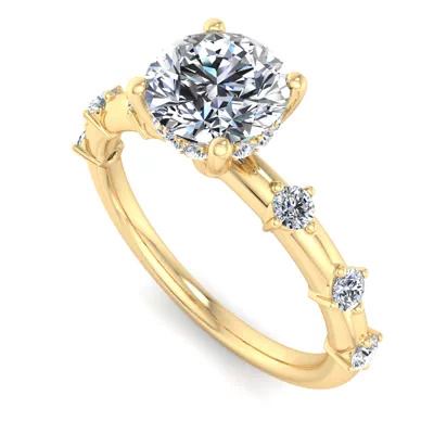 Erin Spaced Diamond Ring Hidden Halo Engagement Ring