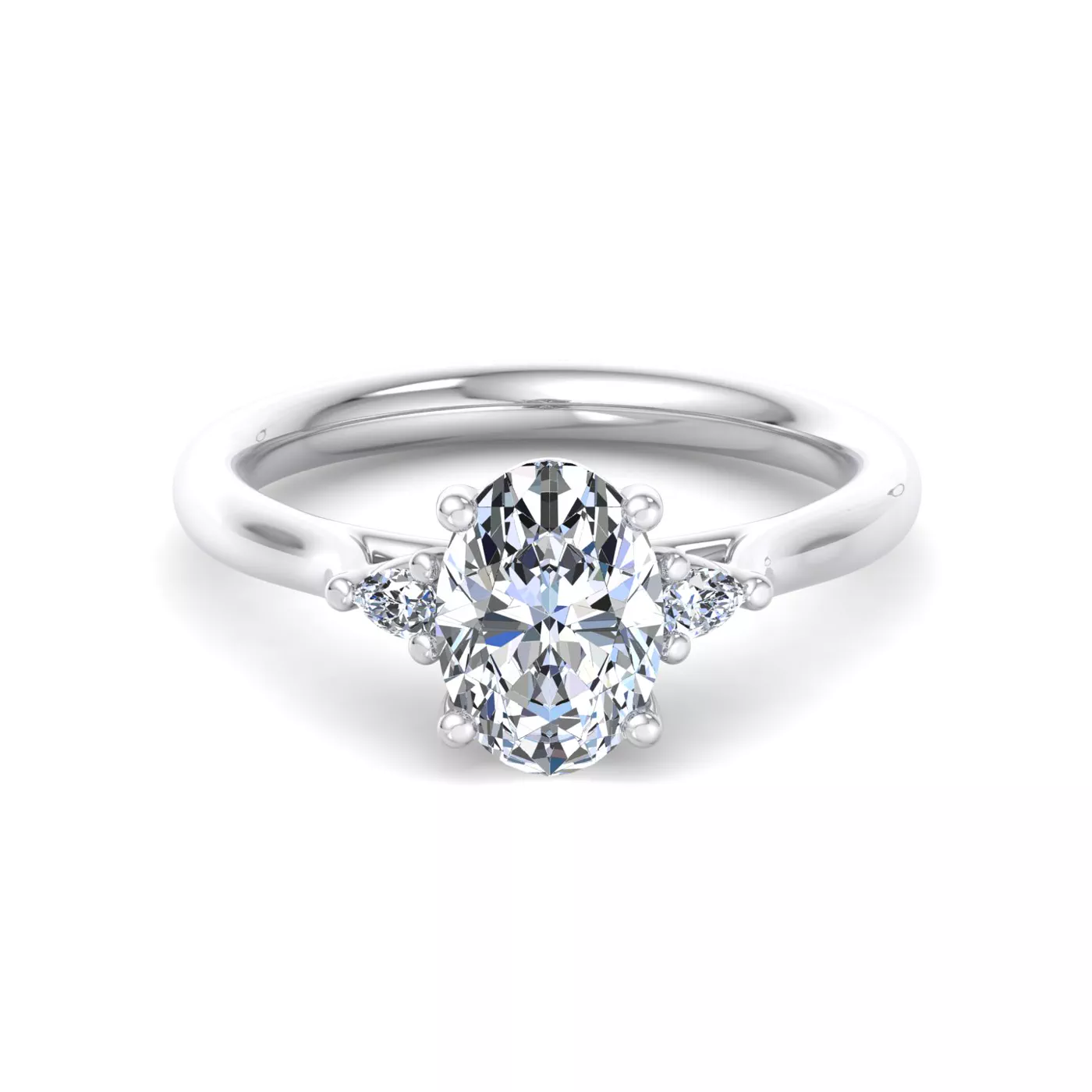 Michaela Classic Pear Three-Stone Engagement Ring