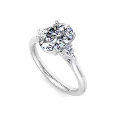 Michaela Classic Pear Three-Stone Engagement Ring