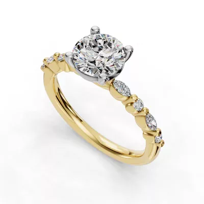 Eclipta Petite Marquise And Round Diamond Engagement Ring