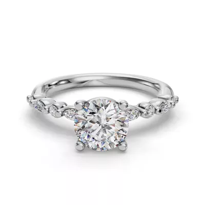 Eclipta Petite Marquise And Round Diamond Engagement Ring