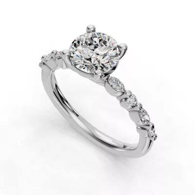 Eclipta Petite Marquise And Round Diamond Engagement Ring