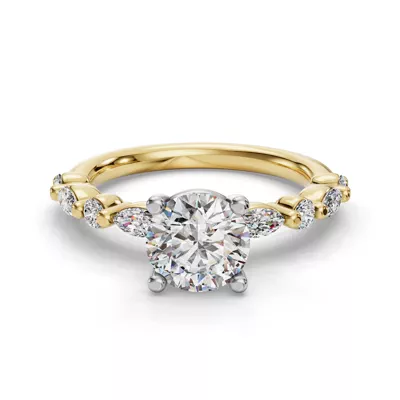Eclipta Grand Marquise And Round Diamond Engagement Ring