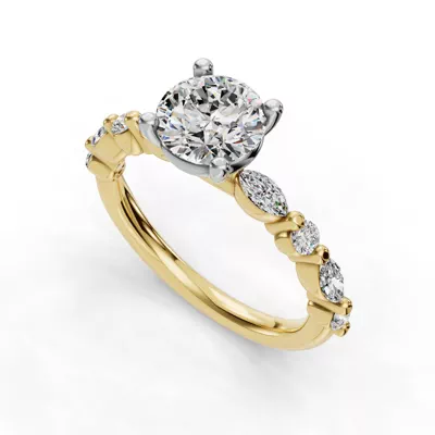 Eclipta Grand Marquise And Round Diamond Engagement Ring