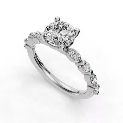 Eclipta Grand Marquise And Round Diamond Engagement Ring