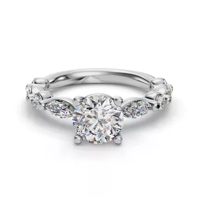Eclipta Statement Marquise And Round Diamond Engagement Ring